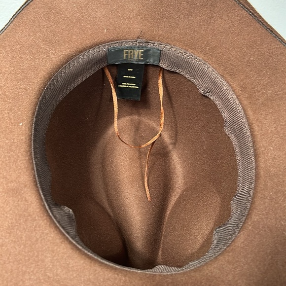 Frye Mens Brown with Tan Trim Fedora / Cowboy Hat - Picture 8 of 14